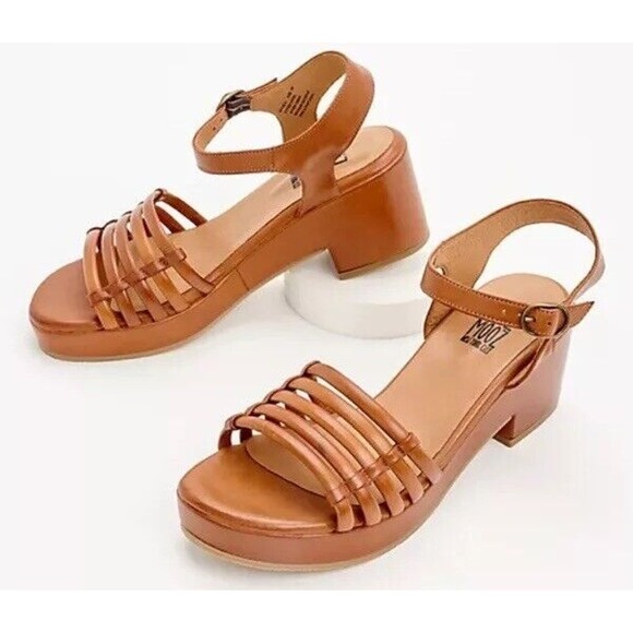 Miz Mooz Shoes - New Miz Mooz Graciela Leather Strap‎ Block Heel Sandals Brandy EU 42 US 10.5-11